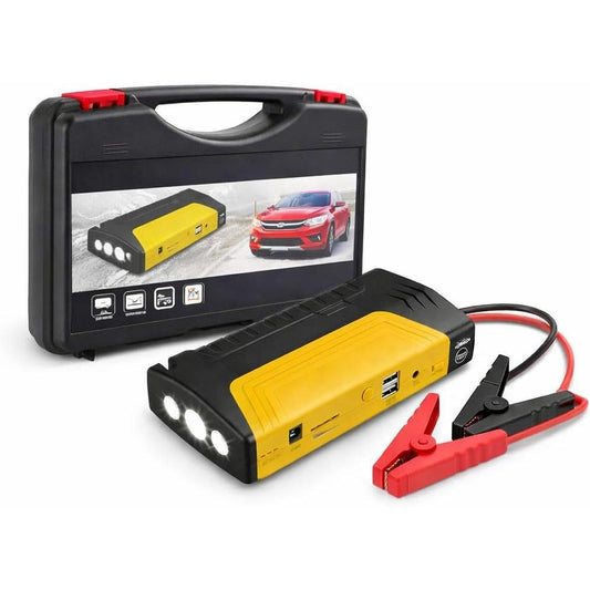 Avviatore Auto Portatile Jump Starter 12V con Power Bank USB, Torcia LED Integrata, Cavi con Pinze di Sicurezza, Batteria Emergenza per Auto Moto SUV – Compatto e Facile da Usare